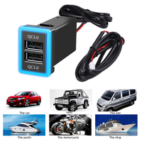 12/24V Car Charger Socket Outlet Power Adapter Dual USB Ports PD QC 3.0 Quick Charge 33x32mm for Toyota Series Cars