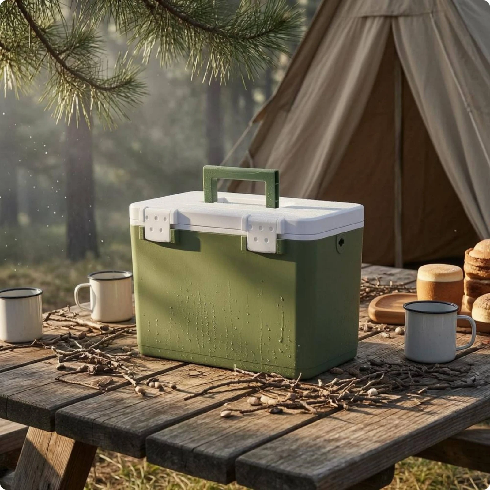 

Insulated Cooler Box EPS Insulation Hard-Sided Cooler Portable Ice Chest Carry Handle Travel Gear Easy to Clean