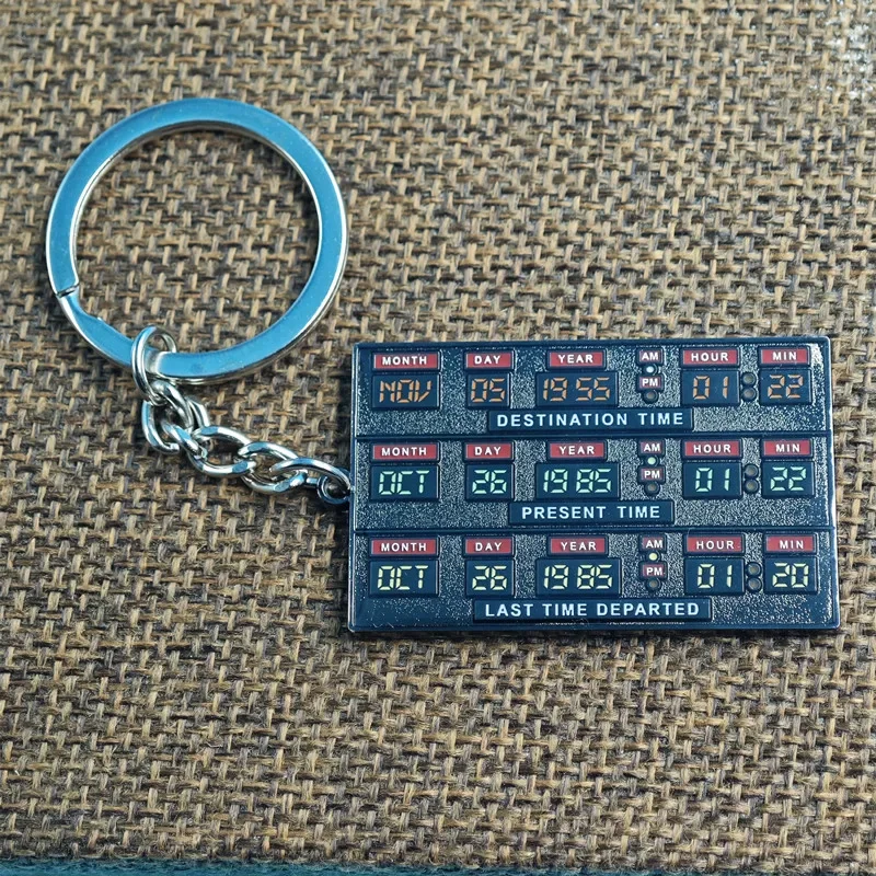 Time Circuits Keychain Marty McFly Doc Brown Time Travel Gift Classic movies Back To The Future Delorean Replica Prop Keyring