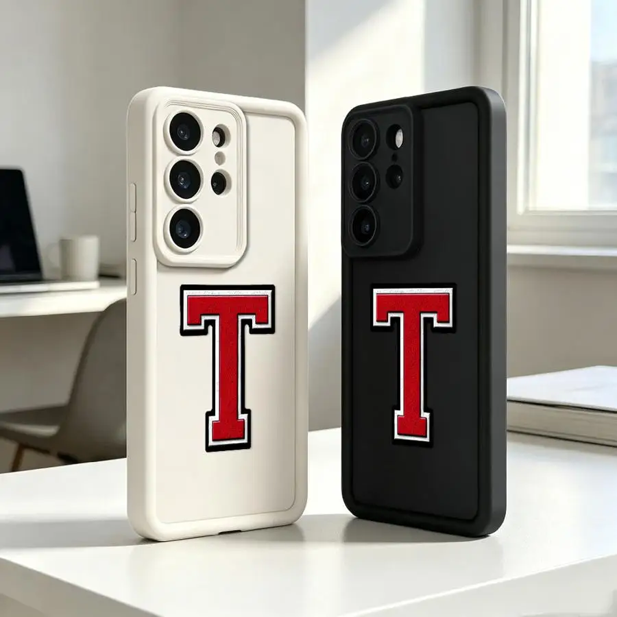 Case for Samsung Galaxy S26 S22 Plus S20 FE S24 ultra S21 S25 S23 Note 20 Ultra Phone Cover Red Letter Pattern