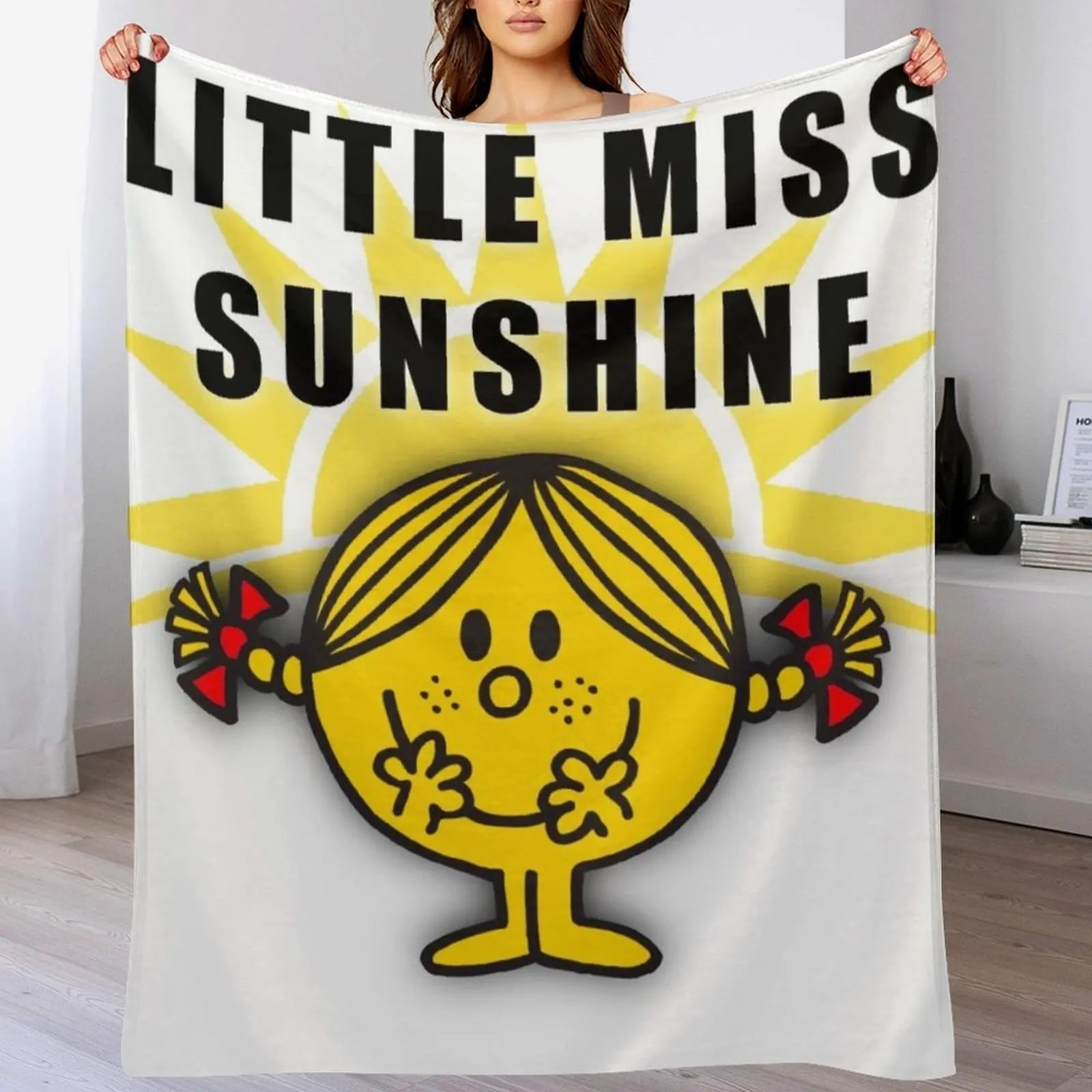 Little Miss Sunshine Throw Blanket Shaggy Furry Soft Blanket for Bedroom Living Room