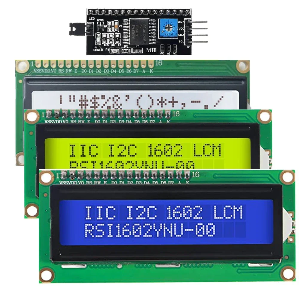 

LCD1602 Module 16x2 Character Blue Screen LCD Display PCF8574T PCF8574 1602 LCD with IIC I2C Interface 5V