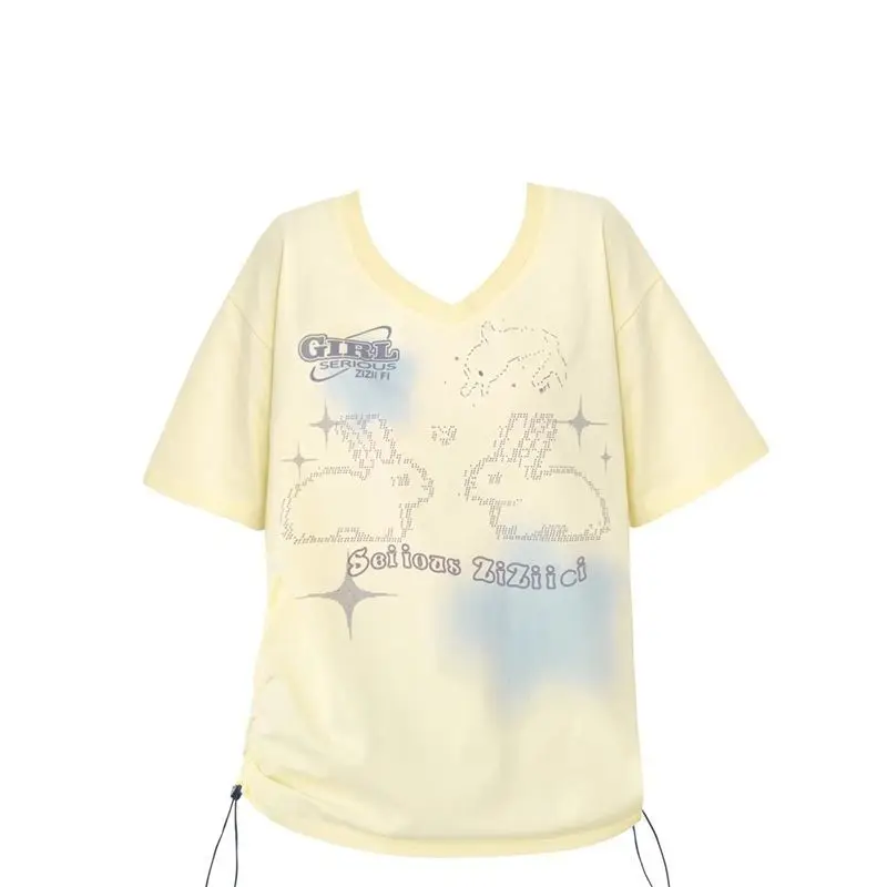 2000s خمر Y2k المحاصيل القمم المرأة قصيرة الأكمام سليم مطبوعة تيز ثقافة فرعية Harajuku الملابس الكورية الشرير القوطية تي شيرت أبلى #5