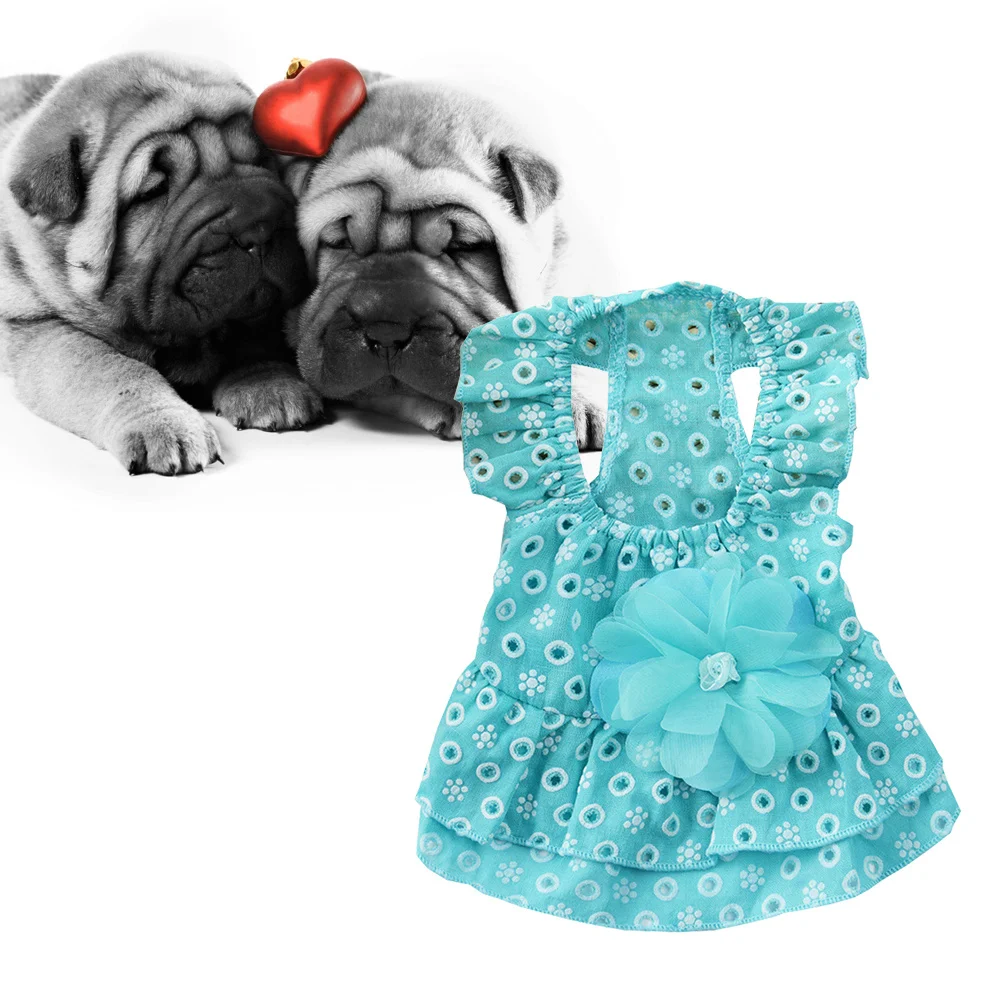 

Dog Princess Dress Floral Printed Lace Gauze Skirt Size Xl Stylish Summer Pet Clothes Perfect for Walking Jogging Photo Taking