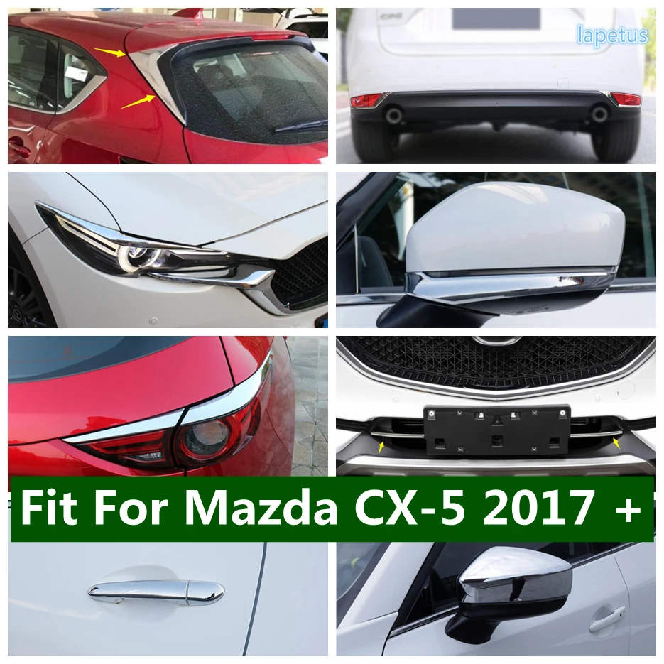 

Chrome Rear Window Side Spoiler Wing Lip / Front Bumper Grille Grills Strip Cover Trim Accessories For Mazda CX-5 2017 - 2023