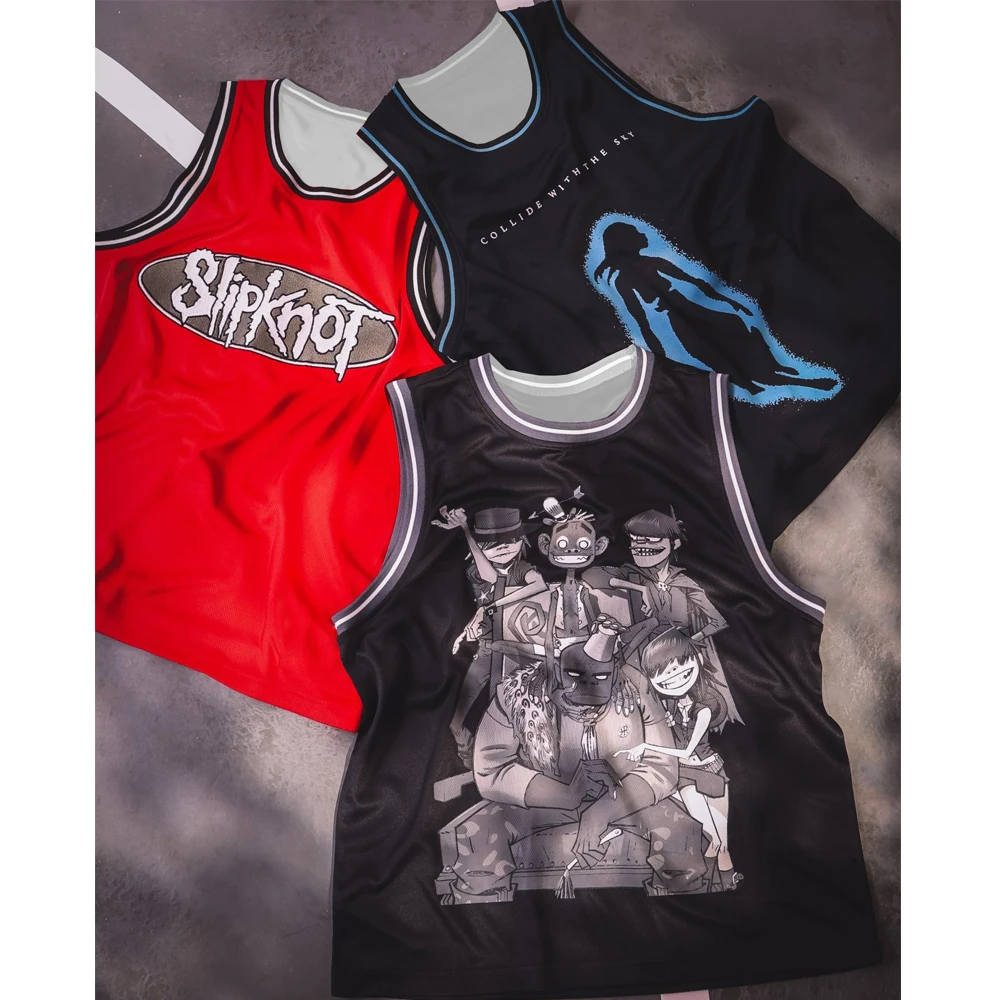 Classic Rock Band-Themed Basketball Jersey Collection Sports Vest Crew Neck Sleeveless T-Shirt Gym Tank Top Family Matching