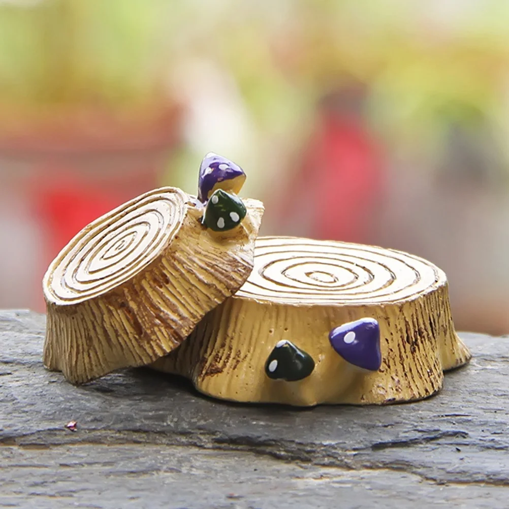 

4 Pcs Garden Ornaments Outdoor Resin Stump Stool Decorations Mini Tree Trunk Accessories Pvc