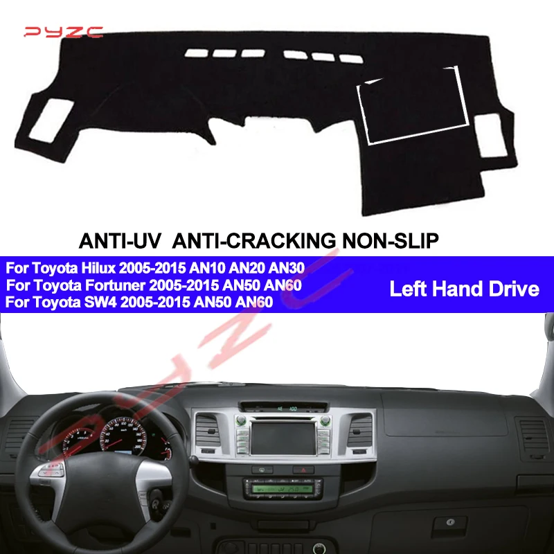 Car Dashboard Cover Dash Mat For Toyota Hilux SW4 Fortuner 2005 - 2010 2011 2012 2013 2014 2015 Dashmat Pad Anti-slip