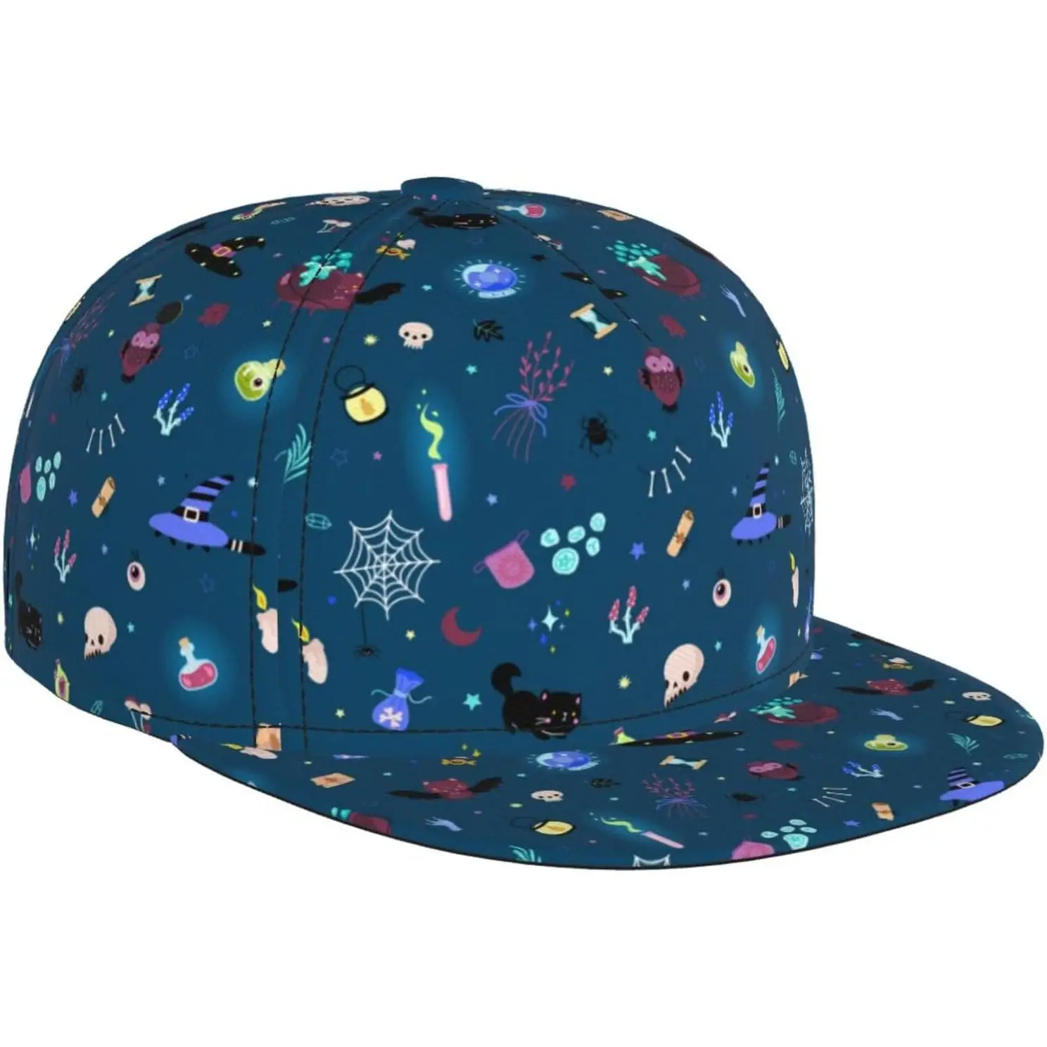 Goth Cat Moon Magic Magical Elements Pattern Baseball Cap for Men Women Adjustable Trucker Hat Snapback Sun Dad Cap Unisex