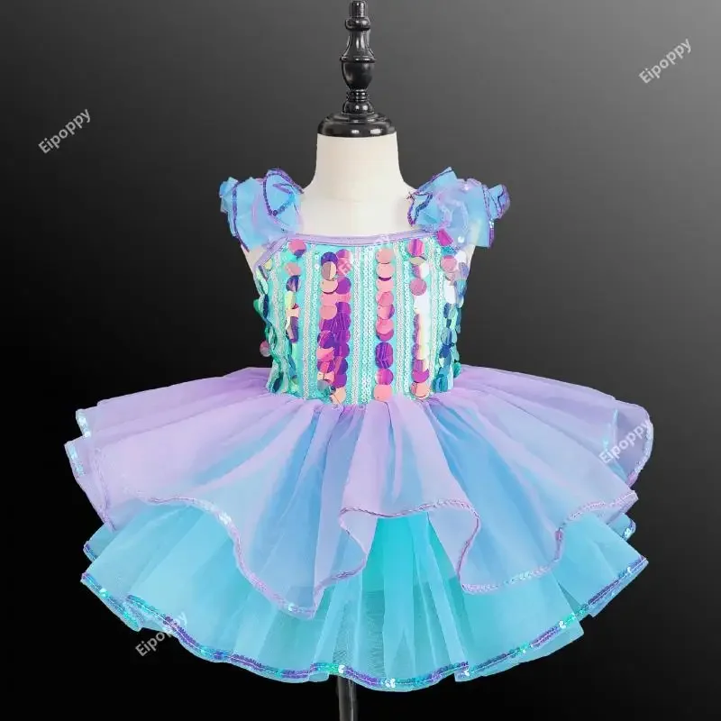 

Children Tutu Ballet Dance Dress Professional Ballet Tutu Girls Kids Ballerina Costume Sequins Performance Clothes Cake Skirt