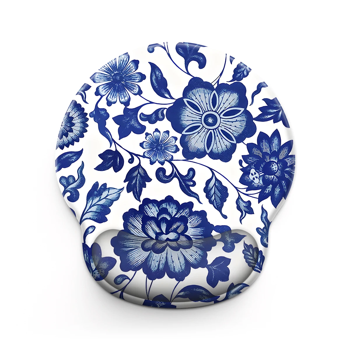 

Blue White Blooming Flower Mouse Pad Wrist Ergonomic Soft Anti-Slip Wrist Rest Support Mat Computer Mouse Pad For Office PC