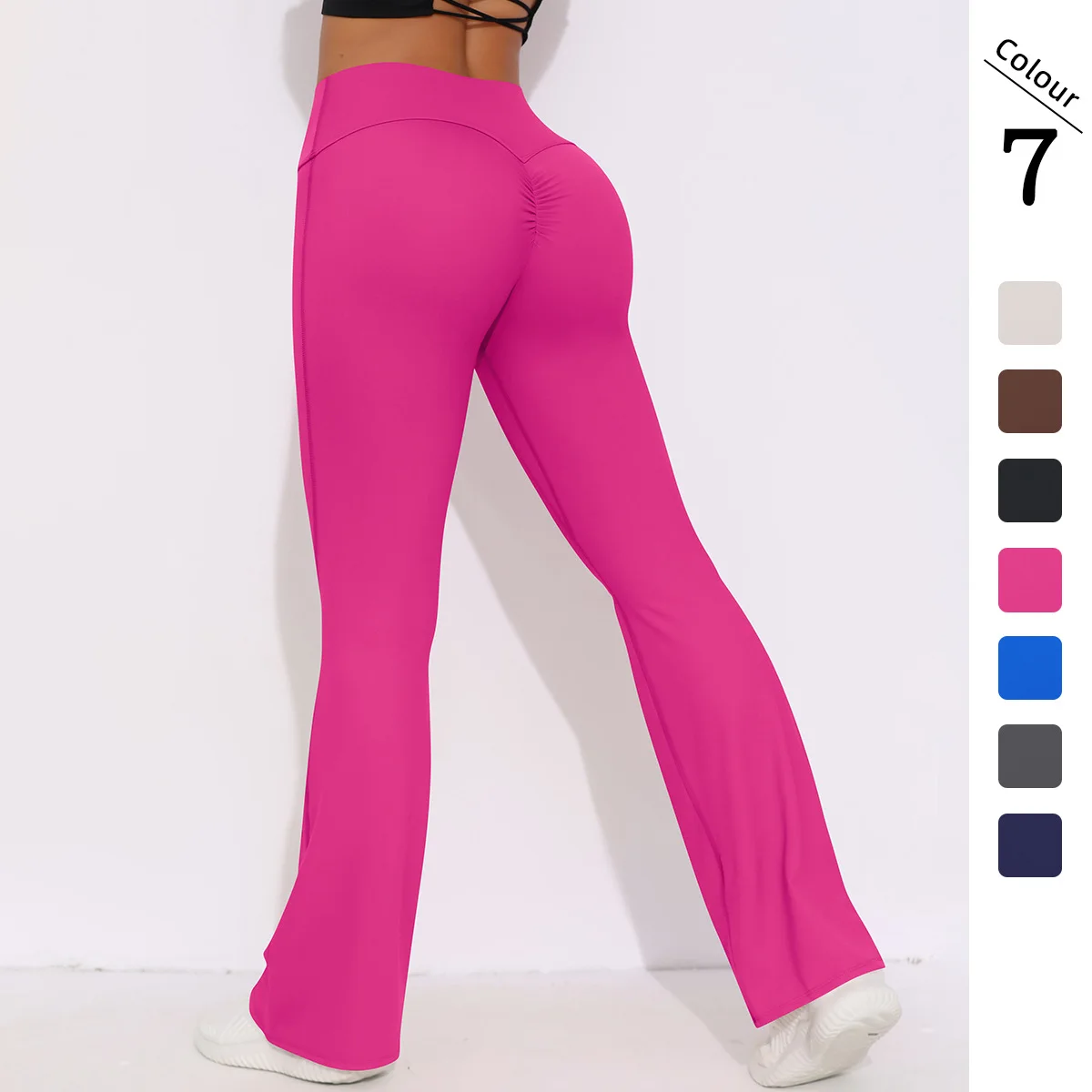 

Quick-drying breathable abrasive high-waisted elastic hip lift casual wide-leg nine-point pants running fitness yoga leggings
