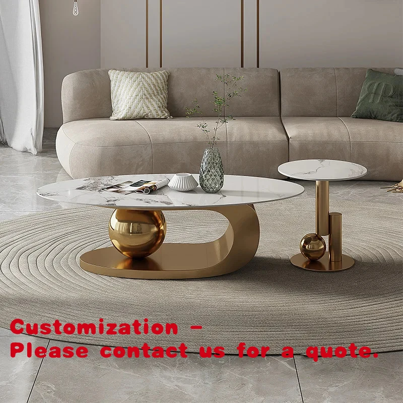 

custom.Italian Minimalist Light Luxury Modern Rock Plate Coffee Table Living Room Furniture Durable Combination