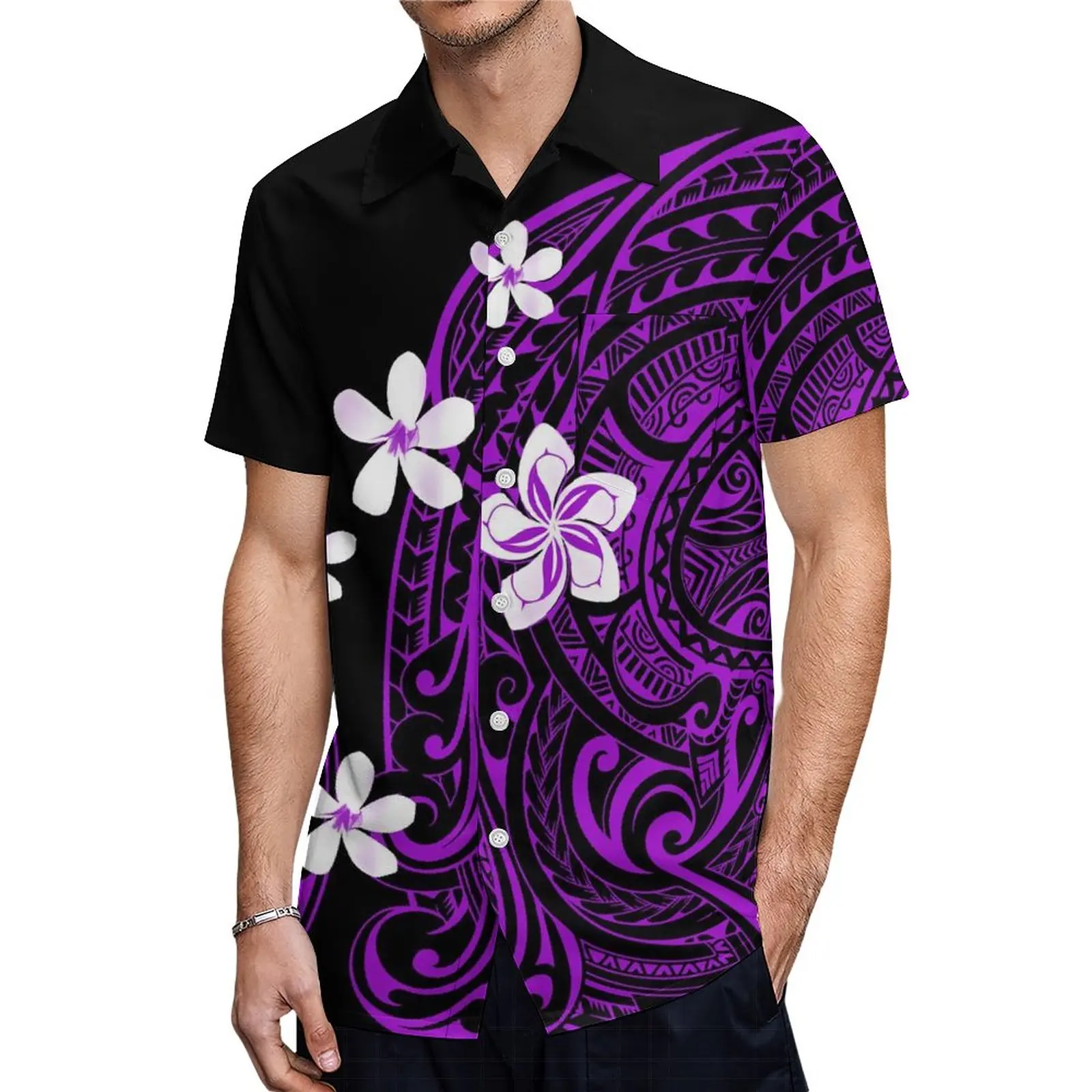 Polynesian Couple Set For Women Multiple Puletasi Custom Floral Print Samoa Fiji Island Men'S Shirt Women'S Casual Dress Set