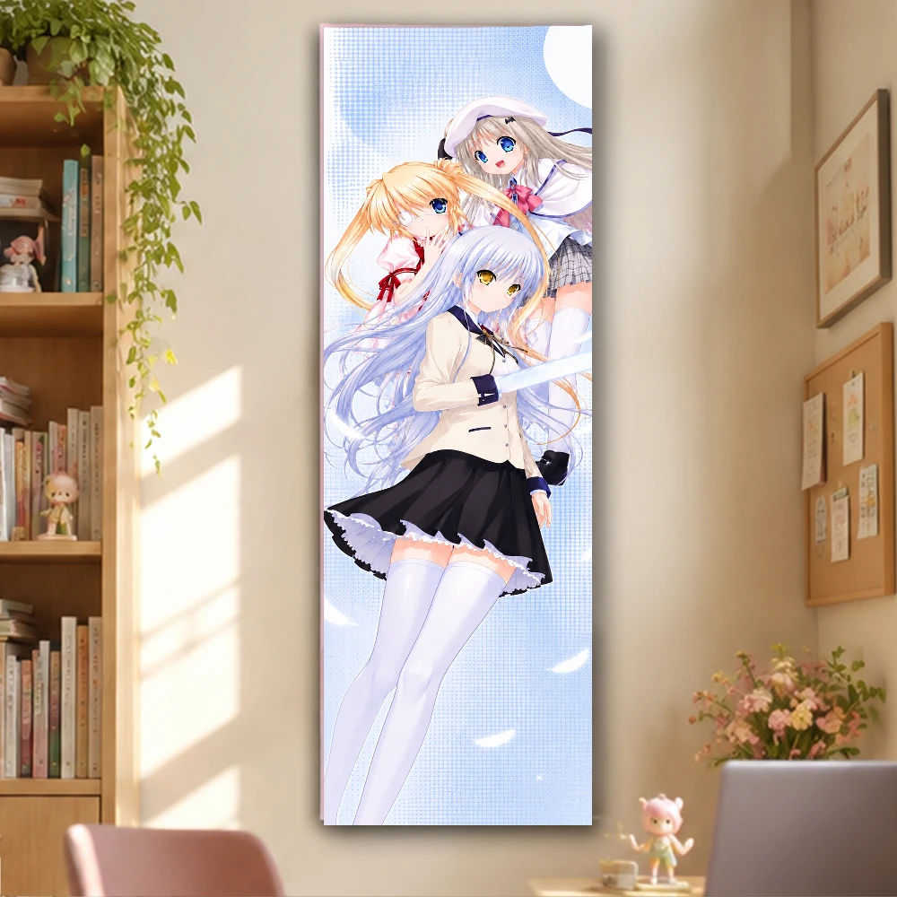 Angel Beats! Anime Girls Vertical Long Tapestry Kawaii Blue Wall Hanging