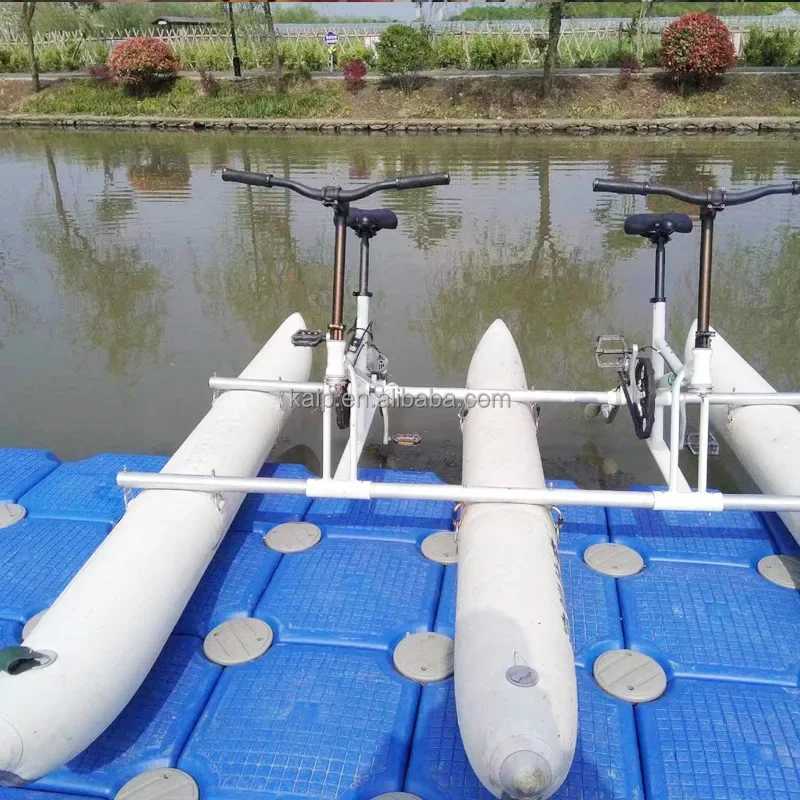 Water sports tricycle 2-person solid structure pedal boat water bike bicycle water play inflatable equipment for sale