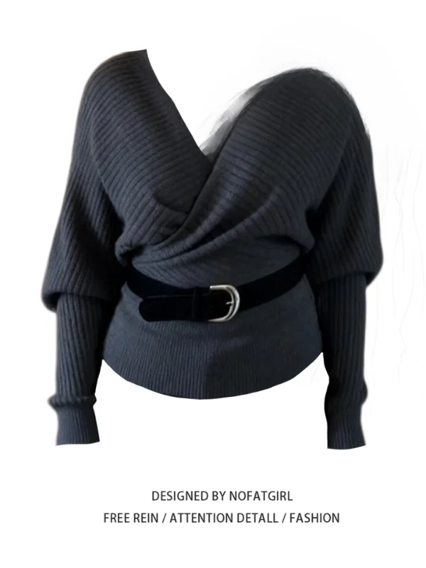 

Bla V-Ne Knitwear Long Sve Slim Fit plus Size Women's Faionable Autumn Winter Top Korean Sle Regular Fit