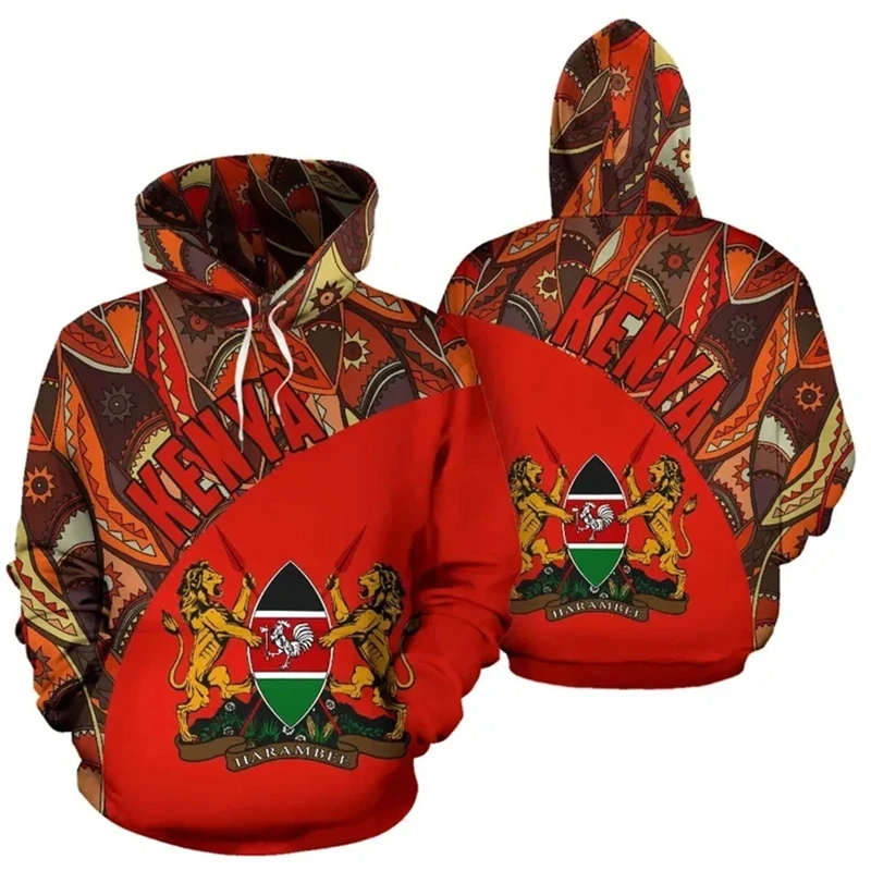 Kenya Map Flag 3D Printed Hoodies For Men Clothes National Emblem Pullovers Africa Country Tracksuit Boy Streetwear Kids Hoody