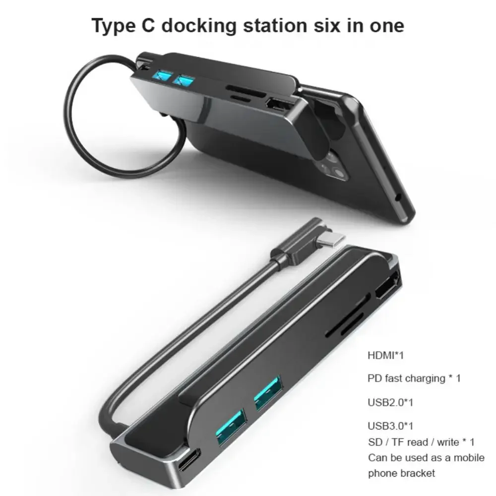 

Usb C Laptop Docking Station Portable Pd Charger 6 In 1 Type C To HDMI-compatible Adapter With Sd Card Reader Usb C Hub 4k30hz