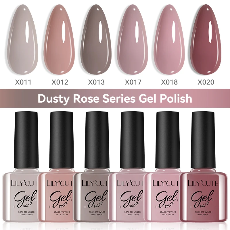 LILYCUTE 6 stks/set Winter Rood Naakt Glitter Gel Nagellak Semi Permanente Losweken UV LED Vernis Set Kits Nagelbenodigdheden