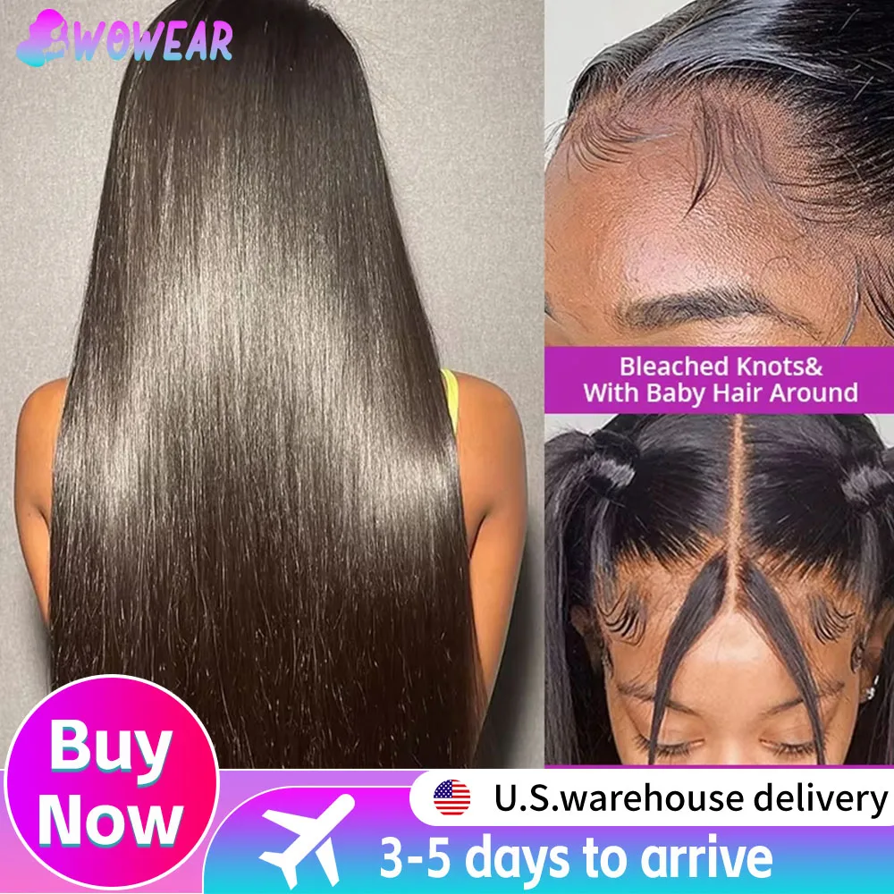 30 36 40 بوصة شعر مستعار مستقيم 5x5 غلويليس ارتداء والذهاب باروكة من شعر طبيعي 4x4 خصلات الشعر المستعار الإنسان قبل قطع شعر مستعار 220 الكثافة للنساء #1