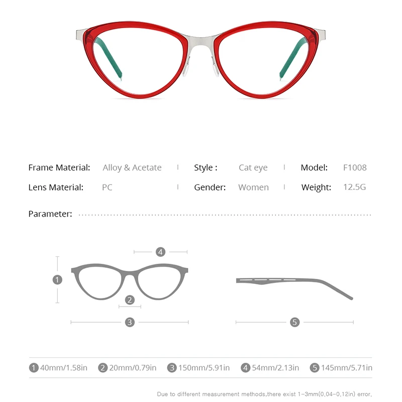FONEX Acetate Alloy Glasses Frame Women Fashion Brand Design Cat Eye Eyeglasses Cateye Screwless Germany Japanese Eyewear 1008