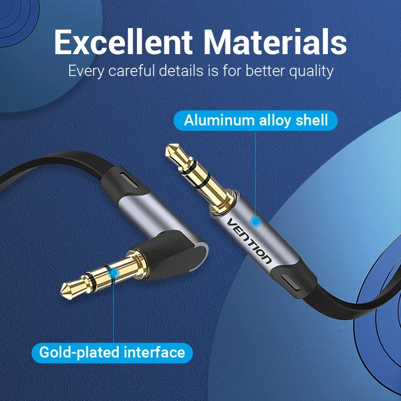 Vention 3.5mm Jack Audio Cable 3.5 Male to Male Cable Audio 90 Degree Right Angle AUX Cable for Car Headphone MP3/4 Aux Cord hot