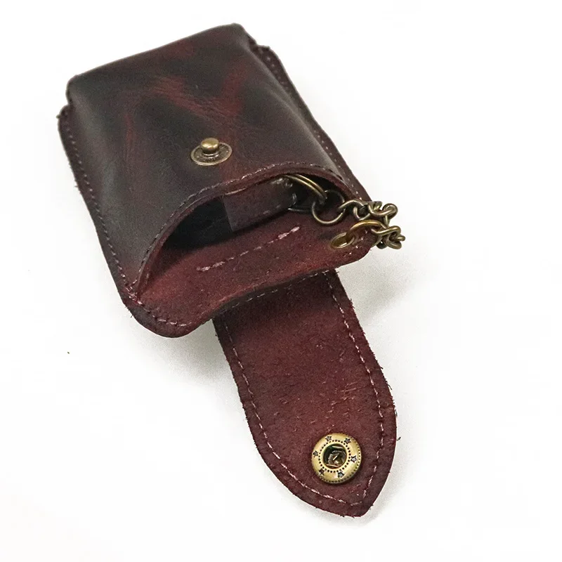 Leather Car Key Case Belt Wear Smart Belt Pouch Portable Key Case Retro Wrinkled Top Layer Cowhide Leather Key Fob Holder