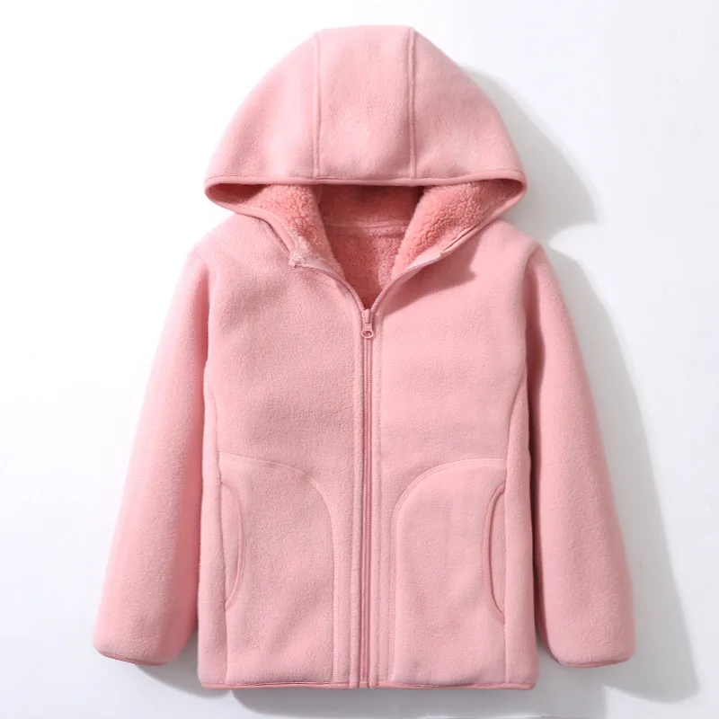 Children Plush Velvet Jackets Kids Fleece Warm Coats Boys Girls Winter Hooded Padded Outerwear New Teenager Autumn Clothes 4