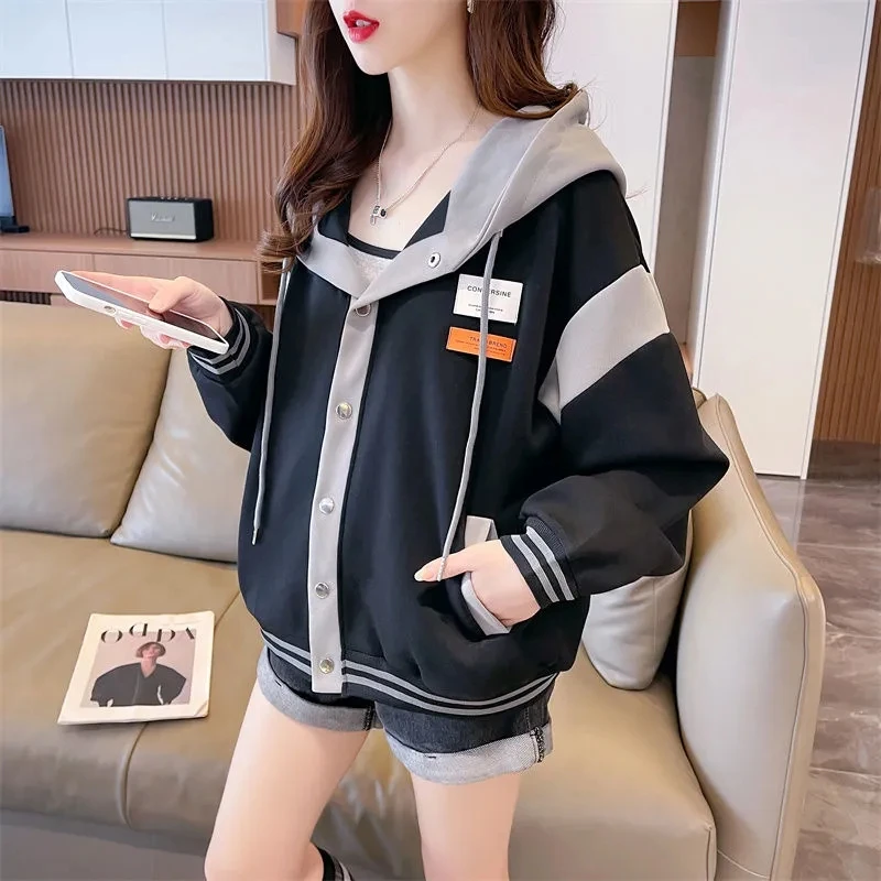 Online Celebrity Baseball Uniform Sweater College Wind In Spring And Autumn  New Students Korean Version Of Casual Hooded Coat.