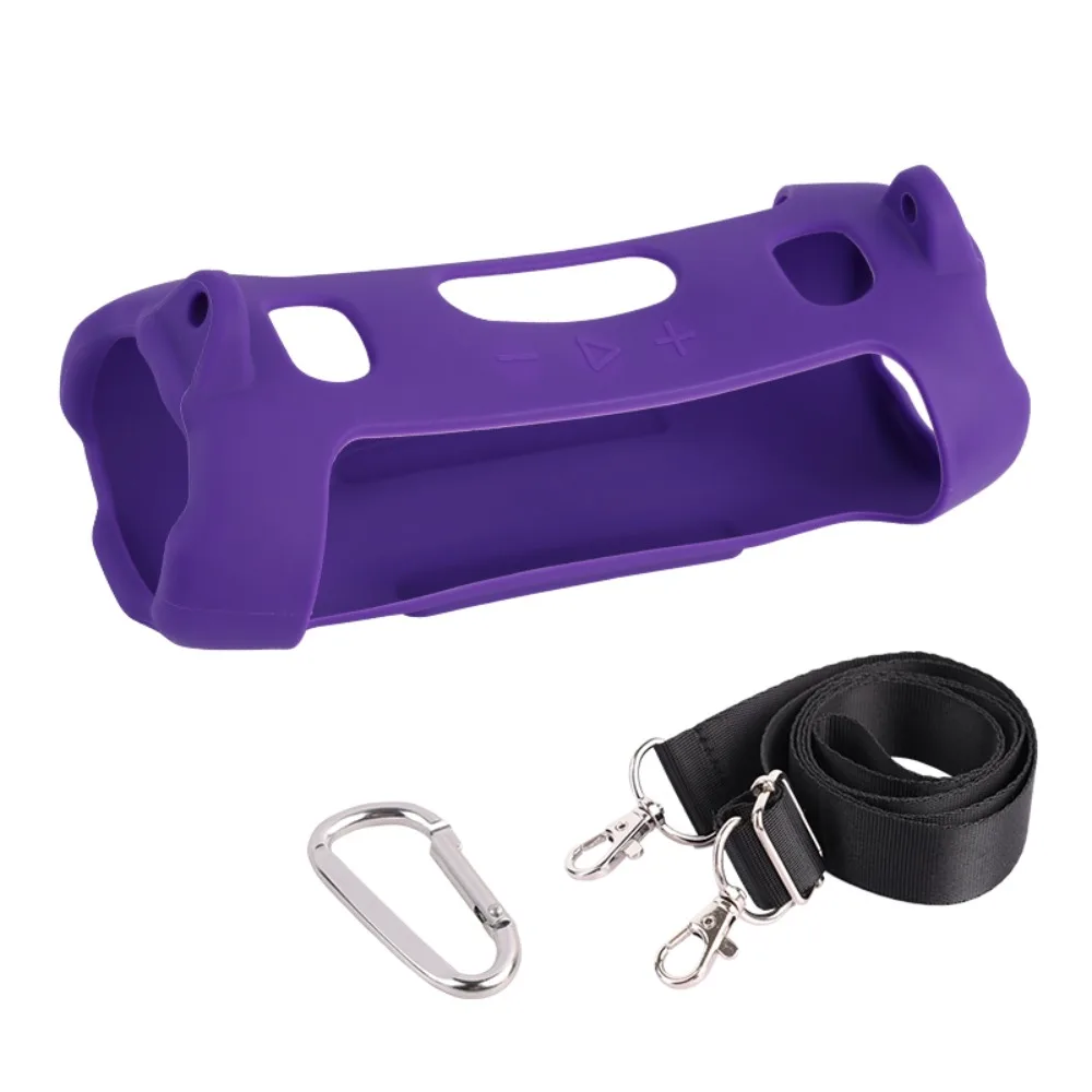 Funda De Silicona Para JBL Charge 6 Con Correa De Hombro Y Mosquetón, Protector Antigolpes Y Antirrayas (Morado)