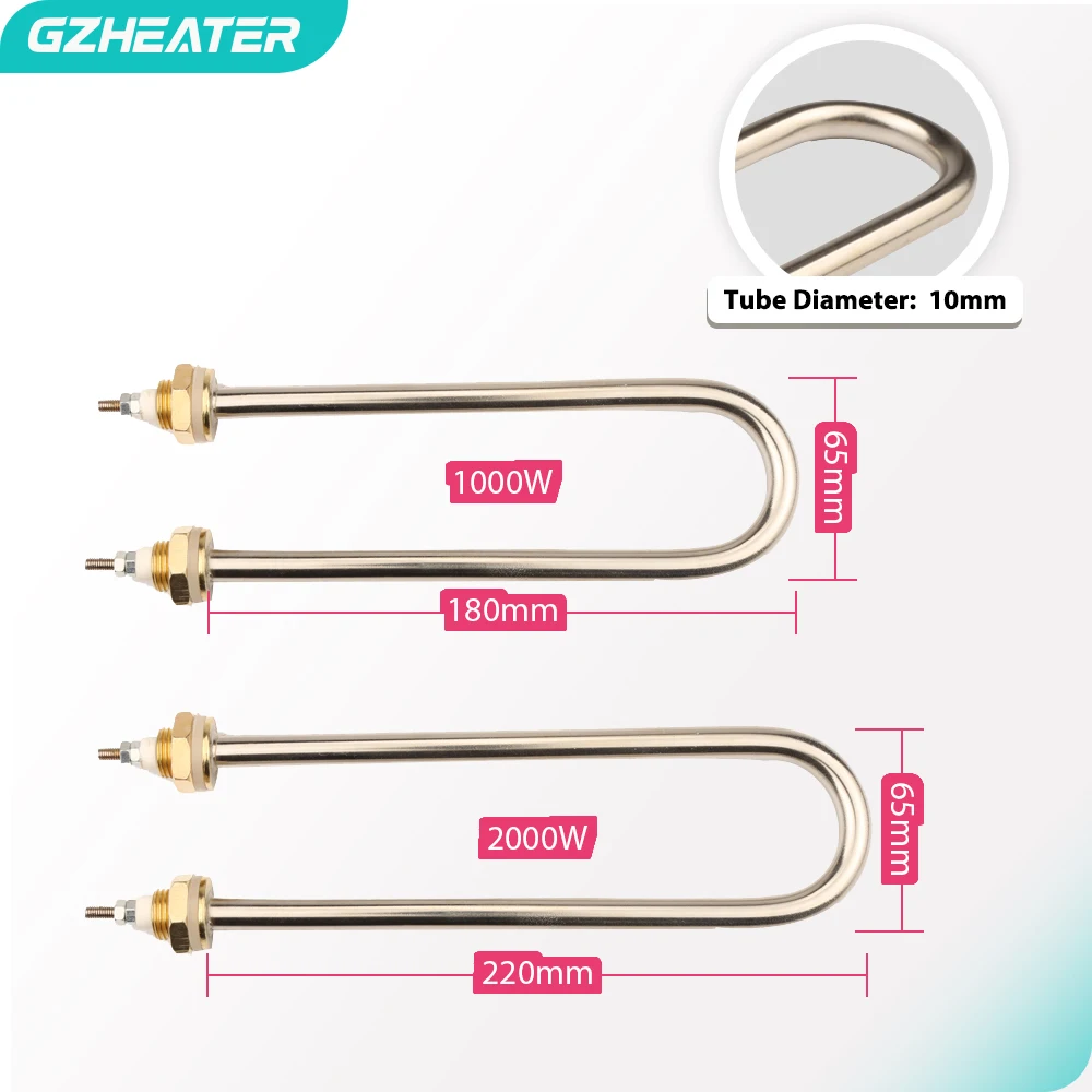 Single U-shape M16 Electric Heat Pipe 1KW/1.5KW 220V SUS304 U-type Water Heating Tube for Water Tank Fermentation Incubator