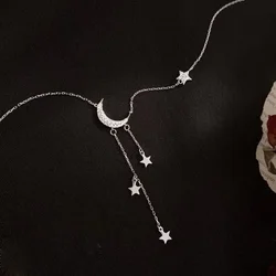 Fashion Necklace Star Moon Tassel Pendant Rhinestones Clavicle Chain Choker Collares Wedding Jewelry Accessories for Women