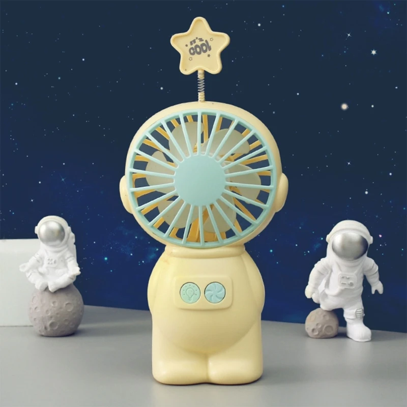 Astronaut Mini Small Fan Spaceman Usb Charging Portable Handheld Desktop Portable Fans with LED Lighting for Kids Adults