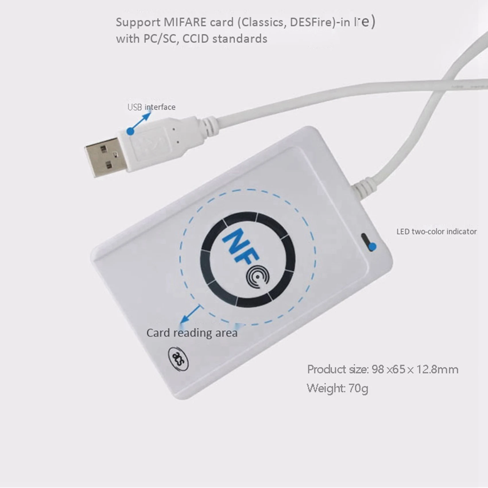 Imagem -05 - Escritor e Leitor de Cartão ic Inteligente sem Contato Leitor Nfc Usb Copiadora Rfid Duplicadora Tag Mutável Uid Acr122u