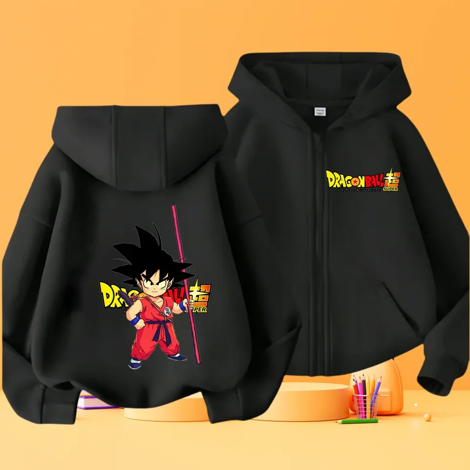 Children's Fun Dragon Ball Hoodie Kids Clothes Children's Spring and Autumn Sweatshirt Cartoon Long zipper Hooded Sweatshirt