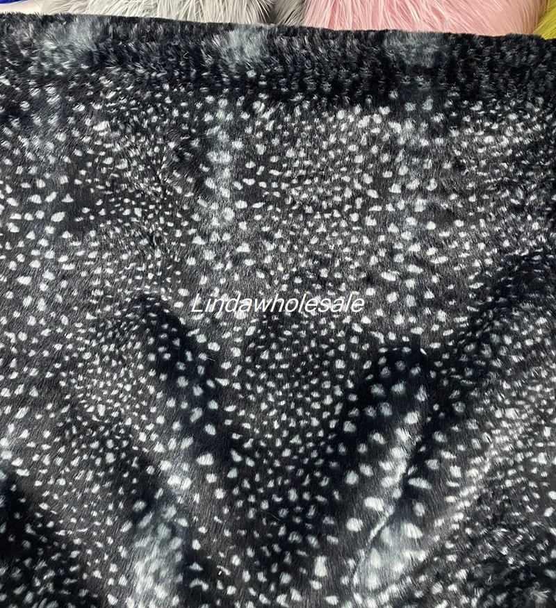 Nuovo tessuto in pelliccia sintetica con motivo mucca a pois cervo, tessuto in peluche imitazione coniglio, abbigliamento, scarpe, cuscini del sedile, materiale giocattolo per bagagli
