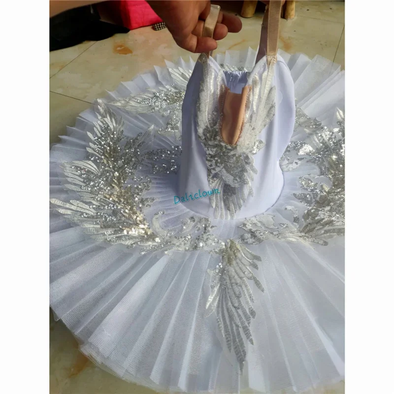 Adult Kids Classic Professional Ballet Tutu White Swan Lake Pancake Tutu Ballerina Party Dance Costumes Ballet Dress Girls Women