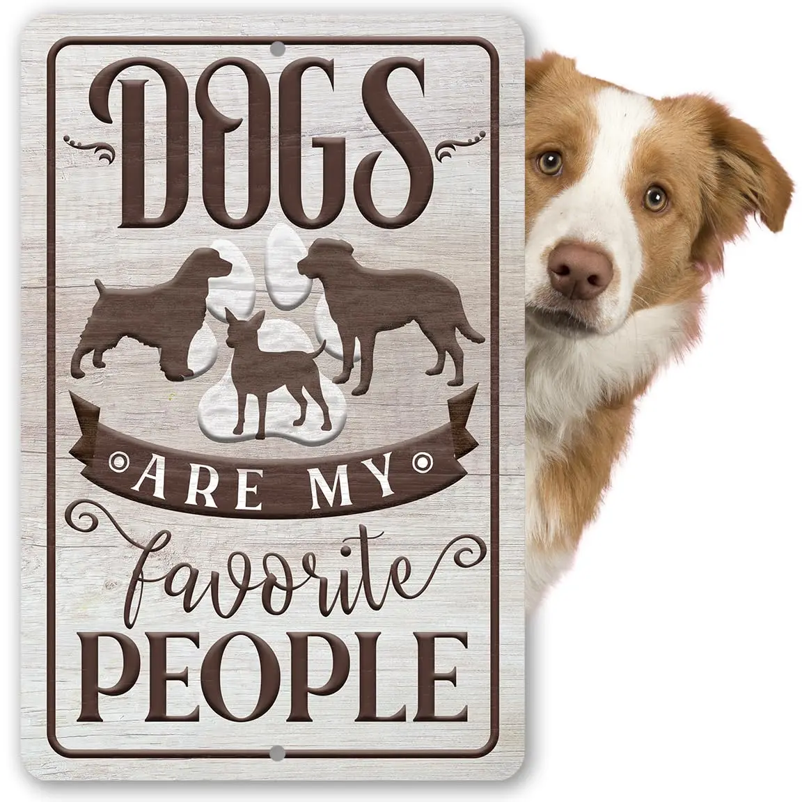 1p,Dogs Are My Favorite People - Wood Style Funny Dog Sign, Rustic Wall Art for Dog House, Perfect Gift for Dog Owners, Pet Love