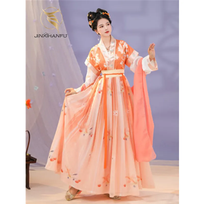 JINXIHANFU Pakaian Tradisional Cina Desain Asli Kostum Peri Tari Wanita Cosplay Hanfu Wanita Hanfu