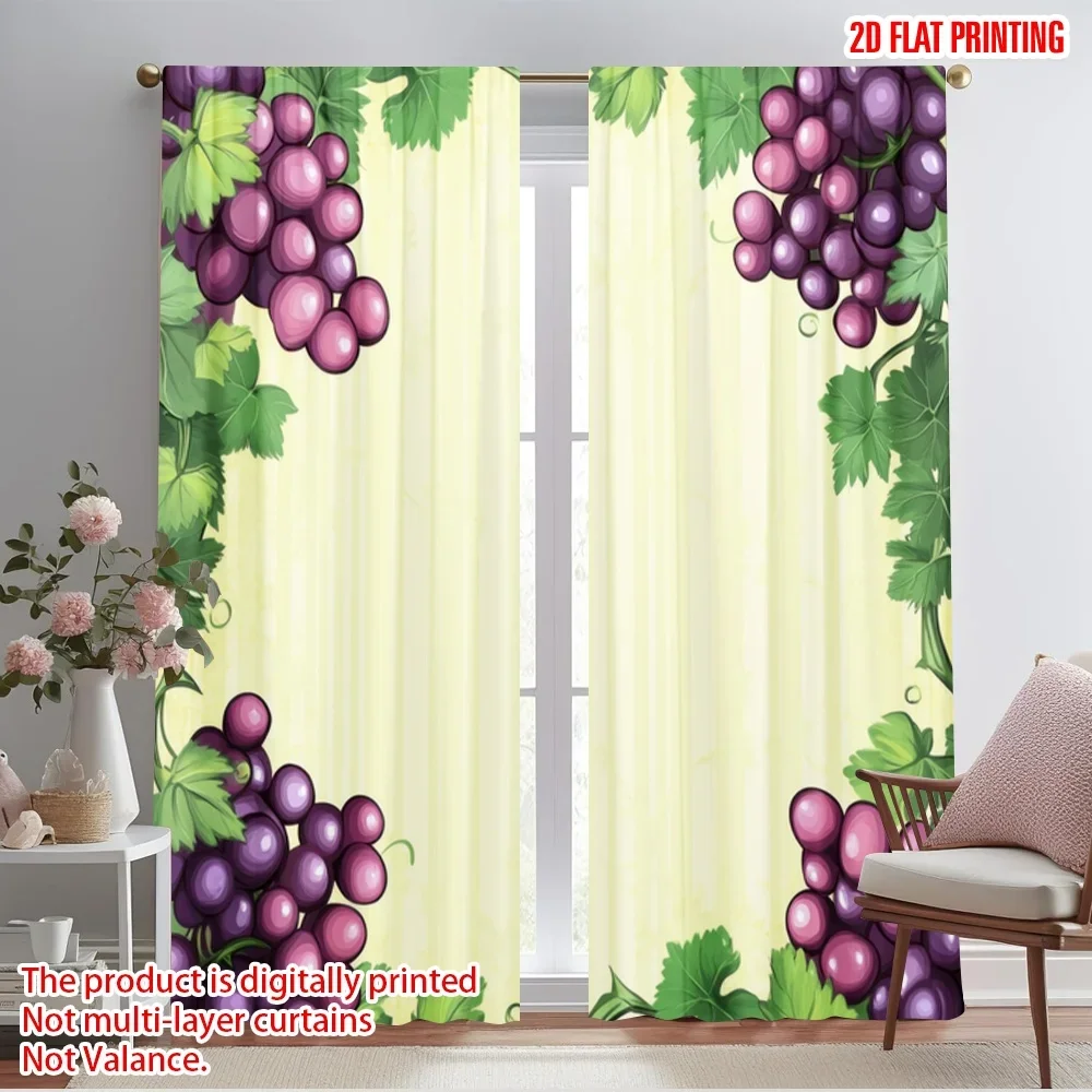 2pcs,2D plane printing Creative Curtains Grapevine Frame Versatile Polyester (without rod) Room Decor Use for Living Room &