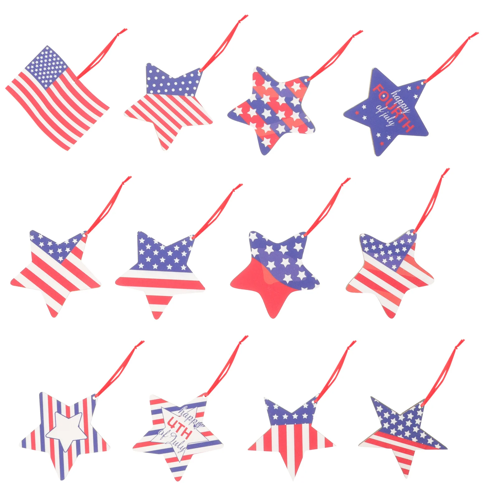 

24pcs Independence Hanging Decors Pendants Festival Wooden Pendant Decorations Independence Day Accessories Reusable