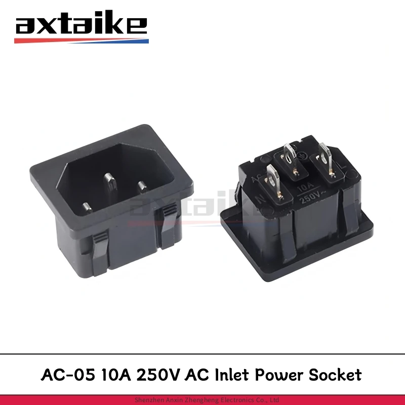 5PCS AC-05 10A 250V AC Inlet Power Socket Connector Female Socket Plug IEC320 C14 3Pin Embedded Maintenance Accessories