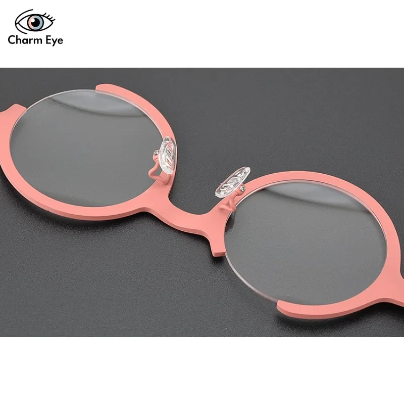New Women Personalized Color Blocked Round Pure Titanium Glasses Frame Men Fashion Can Be Matched Myopia Anti Blue Light Eyewear