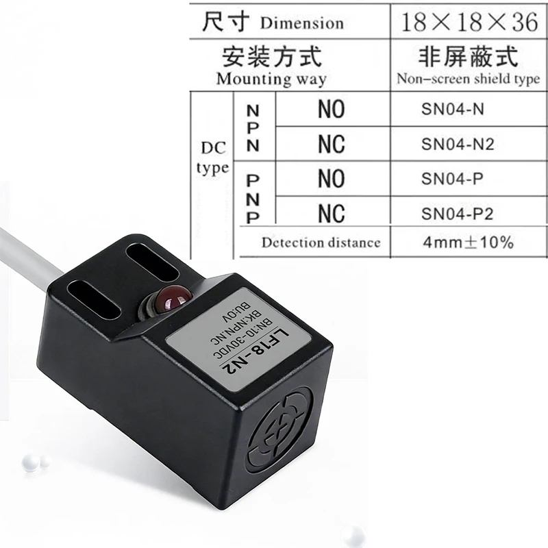 Proximity Switch SN04-N Metal Detection Sensor for Metal Inspection SN04-N2 SN04-P SN04-P2 SN04-D1 D2 Y1 Y2 NPN PNP NC NO