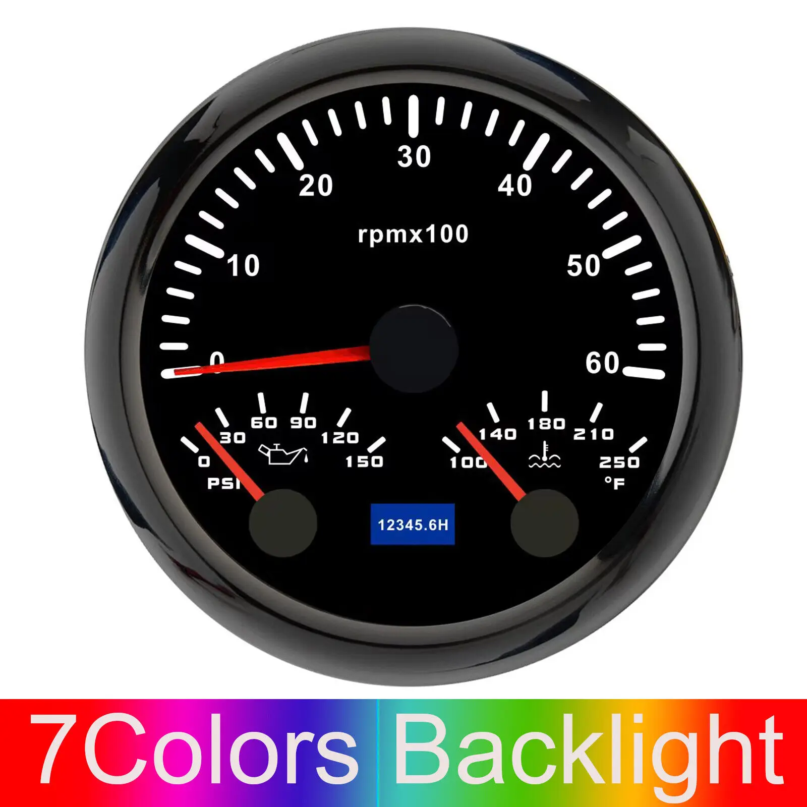 85 mm Boot 3In 1 Gauge Tachometer Gauge 0-6000 U/min Wassertemperatur F Öldruck PSI