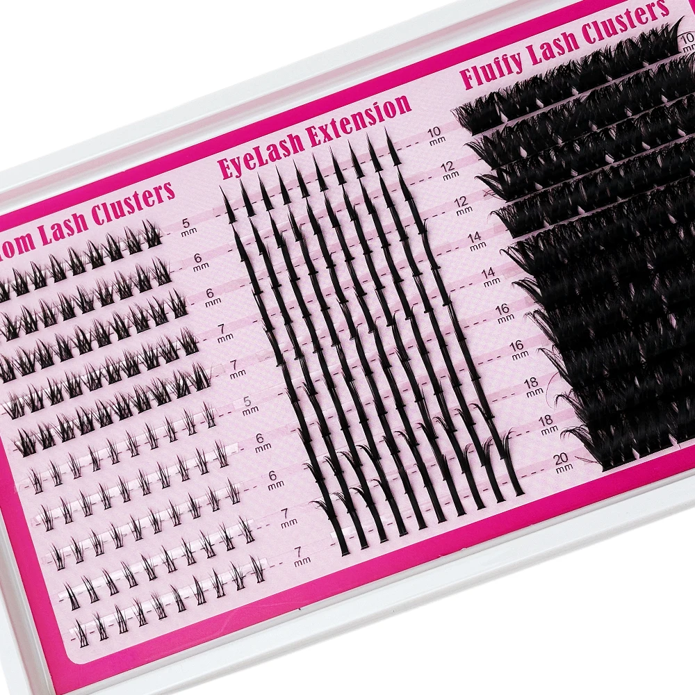 Wimpernverlängerungs-Set, Spikes Lash Individuals, 3D-Volumen-Wimpernbüschel, D-Curly-Wimpernbüschel-Set, 10-18MM DIY-Wimpernverlängerungen – Detail 3