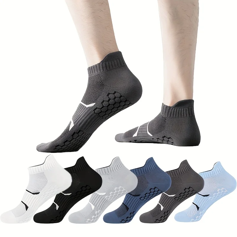 6 أزواج من الجوارب الرجالية ذات القطع المنخفضة، تصميم ماص للرطوبة وجيد التهوية للجري وصالة الألعاب الرياضية والاستخدام اليومي
