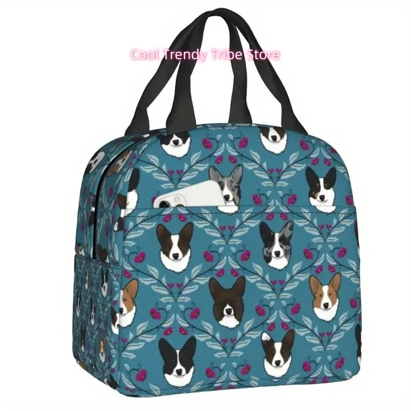 Funny Corgi Dog Insulated Lunch Bags for Women Portable Cooler Thermal Food Box Kids School Children