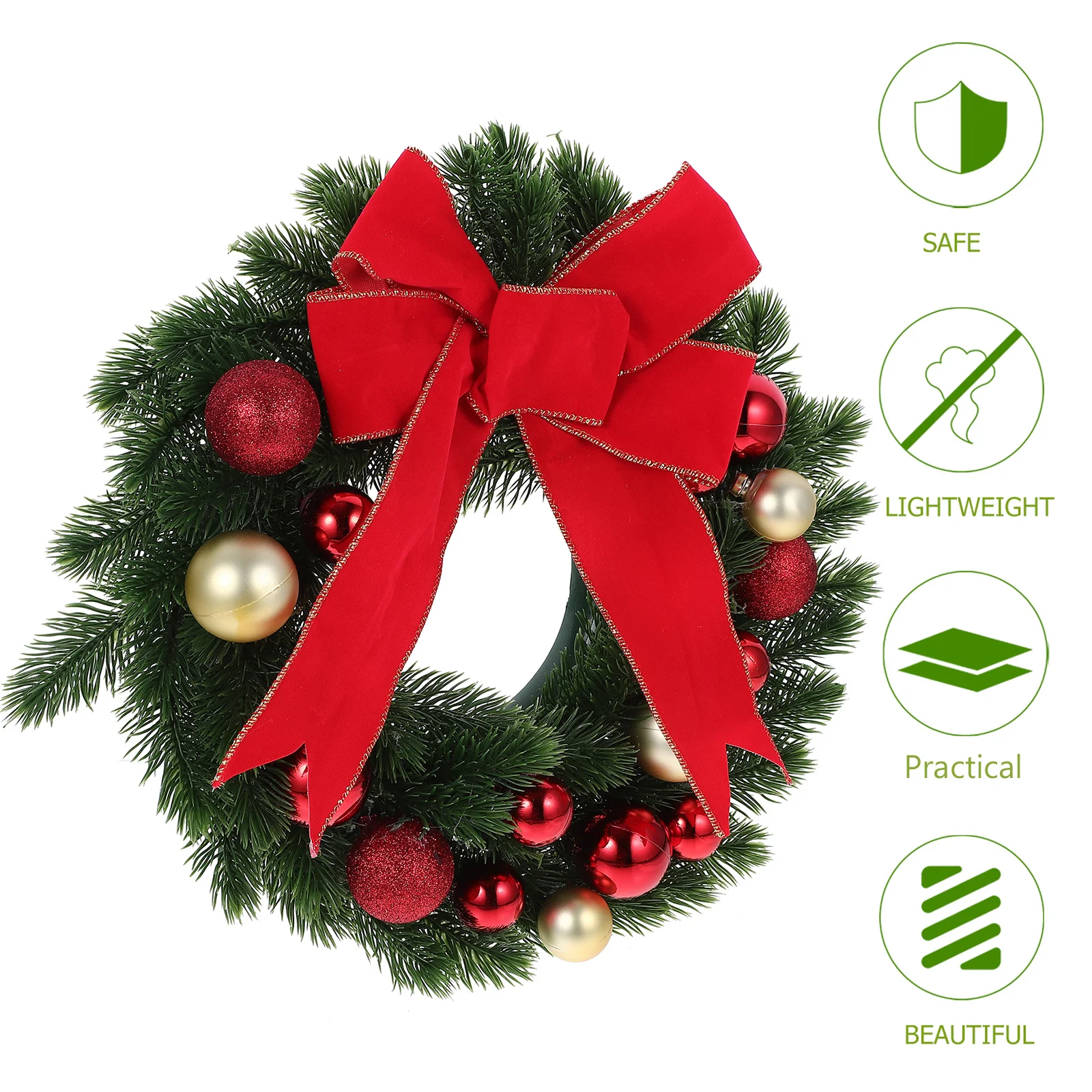 

Christmas Ball Wreath Bowknot Decorative Front Door Hanging Festival Ornament Outdoor Indoor Window Photo Prop